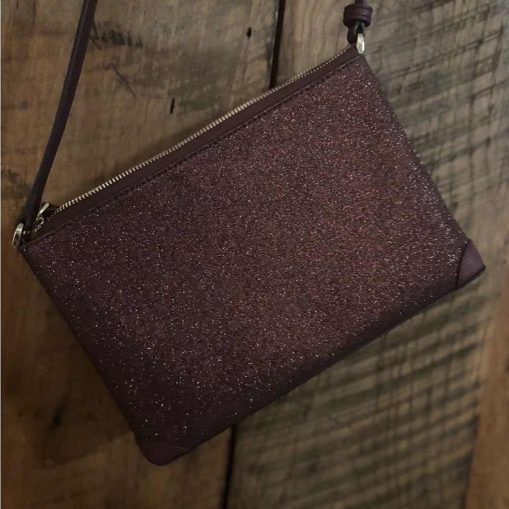 Kate Spade New York Burgundy Glitter Crossbody Messenger Bag - Picture 3 of 8